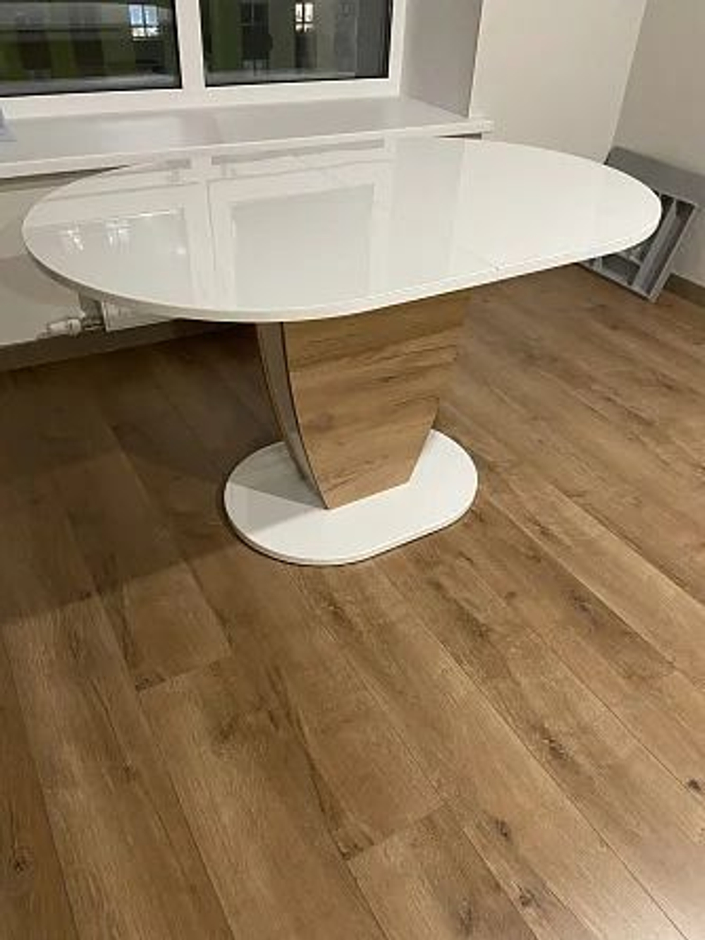 Стол кухонный обеденный раздвижной Белый Глянец/Моод Тёмный, Монреаль Тип 1, 130х80х75 см