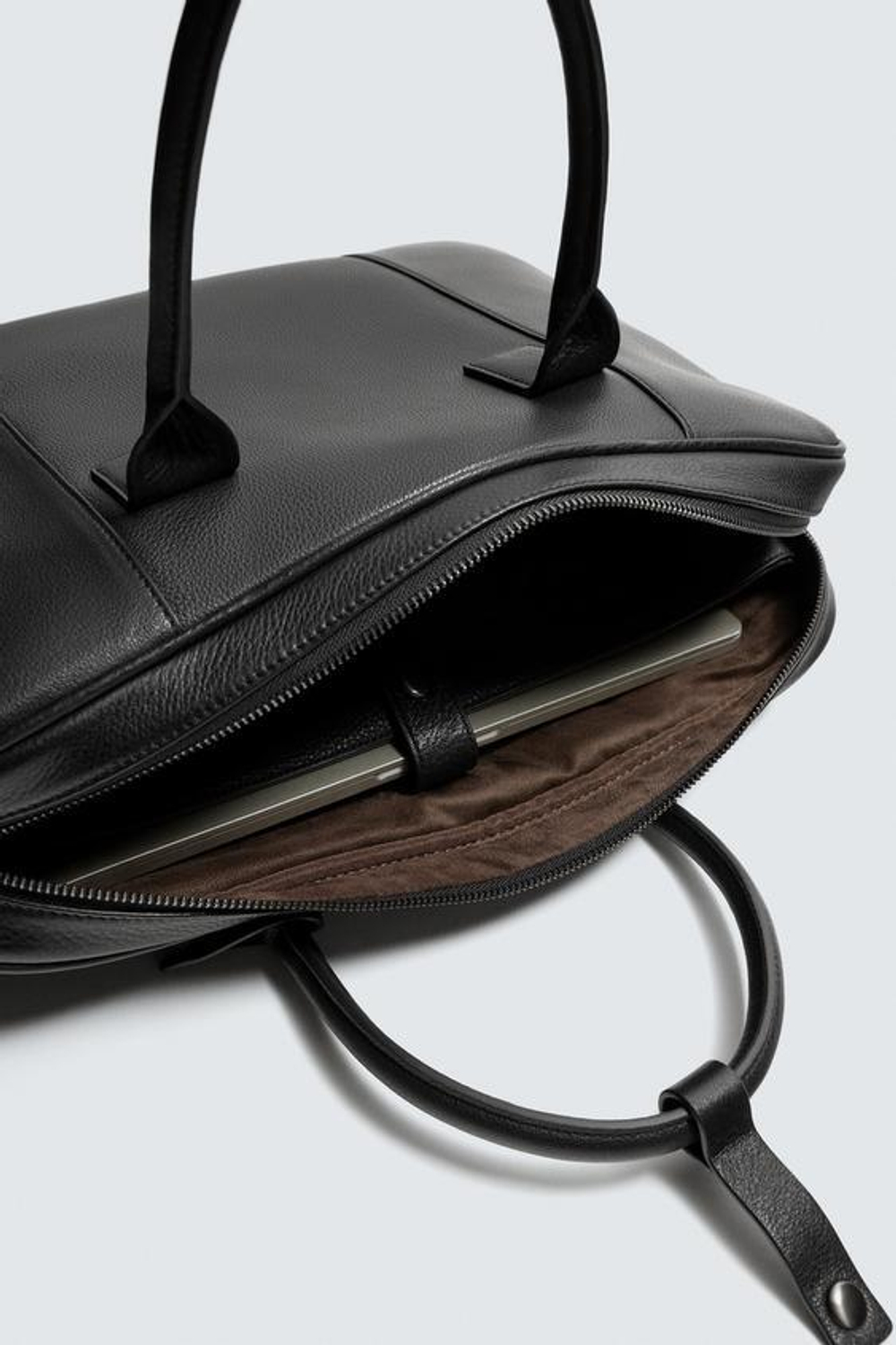 ZARA КОЖАНЫЙ ПОРТФЕЛЬ, ЧЕРНЫЙ