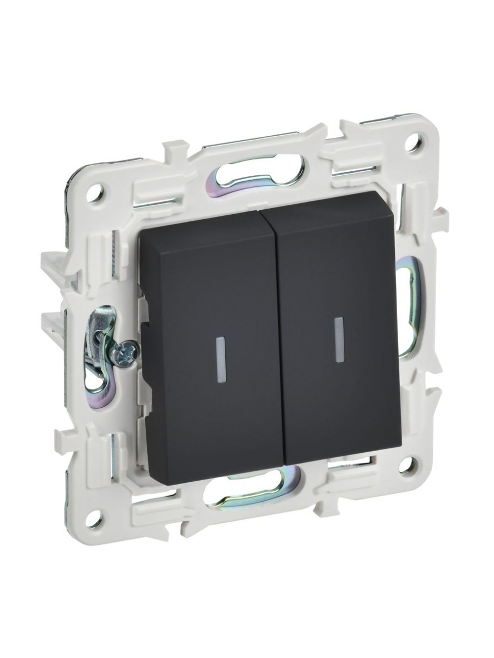Выключатель проходной 2-кл. SKANDY 10А SK-V10G с индикацией графит IEK SK-V22-1-10-K53