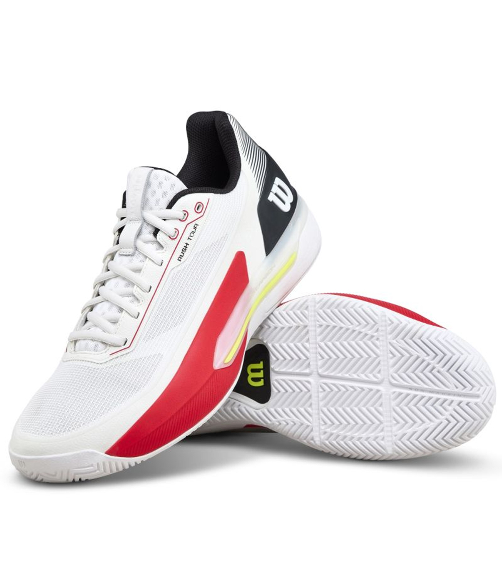 Мужские теннисные кроссовки Wilson Rush Tour 5 - white/black/infrared
