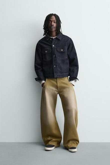 ZARA ДЖИНСЫ BALLOON FIT С ЭФФЕКТОМ ПОТЕРТОСТИ, РЫЖЕВАТО-КОРИЧНЕВЫЙ