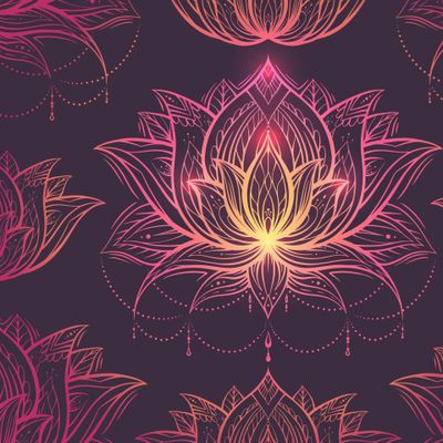 Этнический лотос с трайбл узором на темном