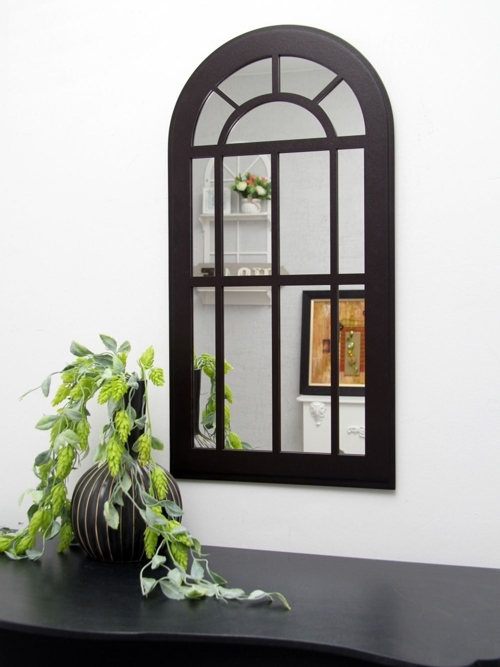 Зеркало на стену интерьерное в раме, фальш-окно "Окно-арка" 77*43 см Elenadecor