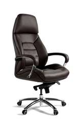 Кресло офисное  Porsche  коричневая кожа алюминий крестовина