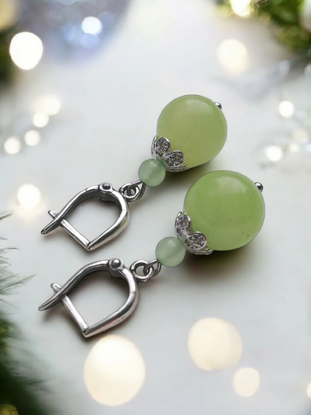 Серьги с ониксом "Цветение яблони"