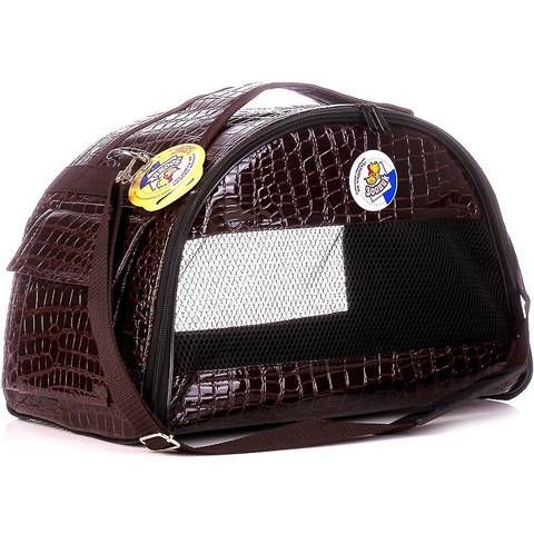 Зооник сумка - переноска (средняя) полукруглая из кожзама бордо (400х210х250)