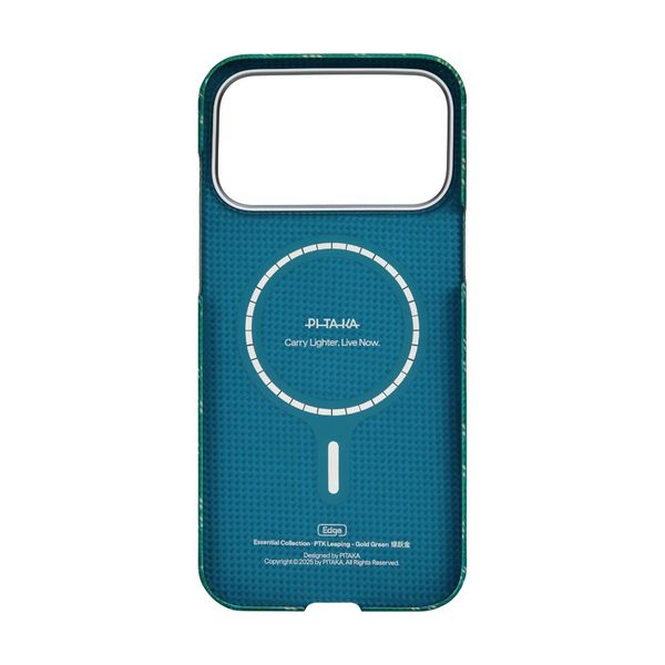 Чехол Pitaka Edge Case для iPhone 17 Pro Max, Зеленый монограм | Monogram Gold/Green