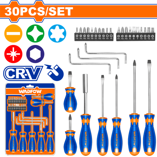 Набор отверток и бит 30 шт (10/20) WADFOW WSS1430
