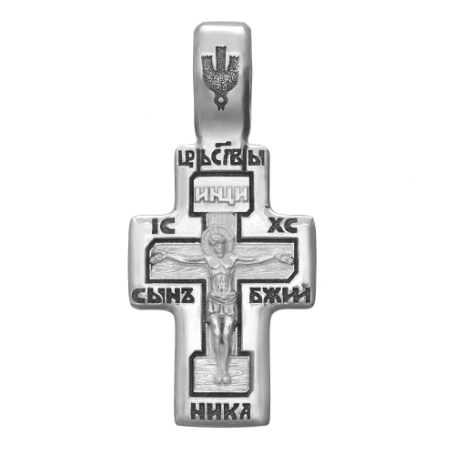 Крест из серебра/Частичное чернение/Серафим Саровский