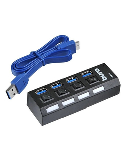 USB-хаб (концентратор) Buro BU-HUB4-U3.0-L Разветвитель USB 3.0 4порт. черный (389737)