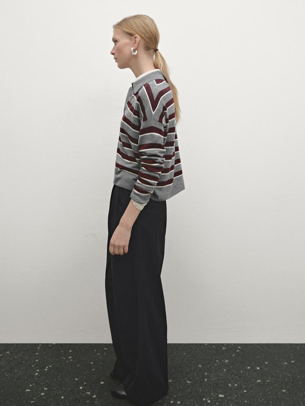 Massimo Dutti Свитер из 100% шерсти, бордо