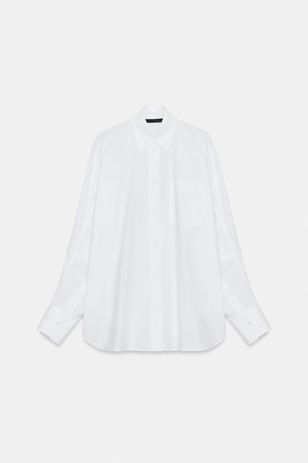 ZARA РУБАШКА ОВЕРСАЙЗ ИЗ ПОПЛИНА, БЕЛЫЙ