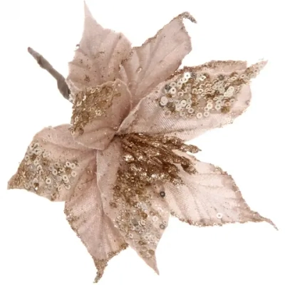 Украшение новогоднее «Пуансеттия-Блеск» 19 см, Шампань