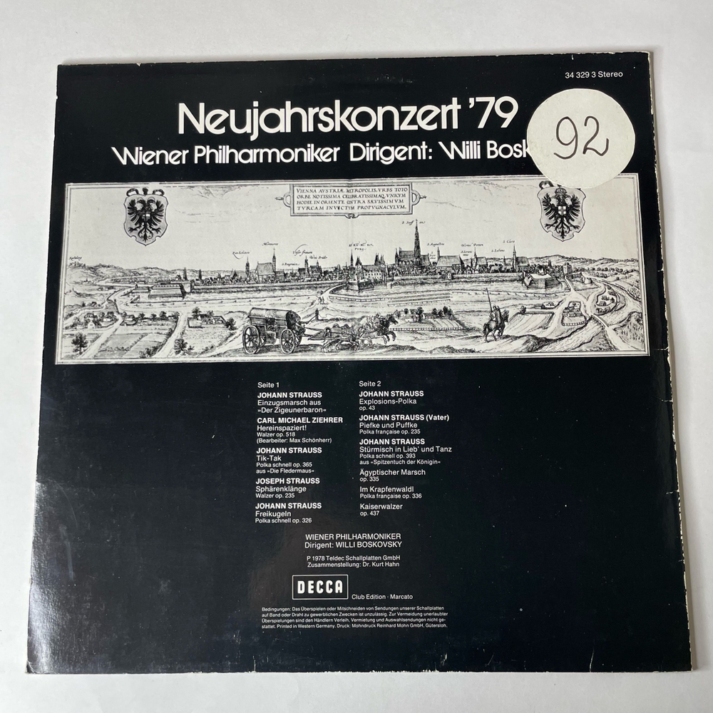 Винтажная виниловая пластинка LP Wiener Philharmoniker , Dirigent: Willi Boskovsky, Neujahrskonzert 79 (Германия 1979)