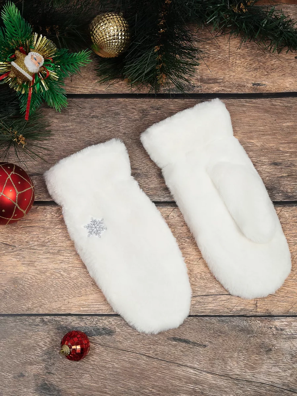 варежки зимние пушистые экомех