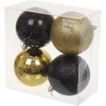 Новогодние шары 10 см (набор 4 шт) «Микс фактур», черный/золото