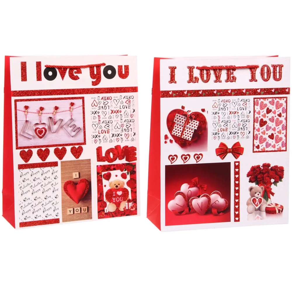 Пакет подарочный «I LOVE YOU!» 26*32*10 см, микс