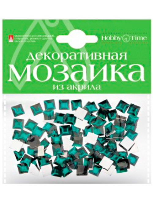 Мозаика декоративная из акрила 8*8мм, 100шт, изумрудный цвет, Hobby Time
