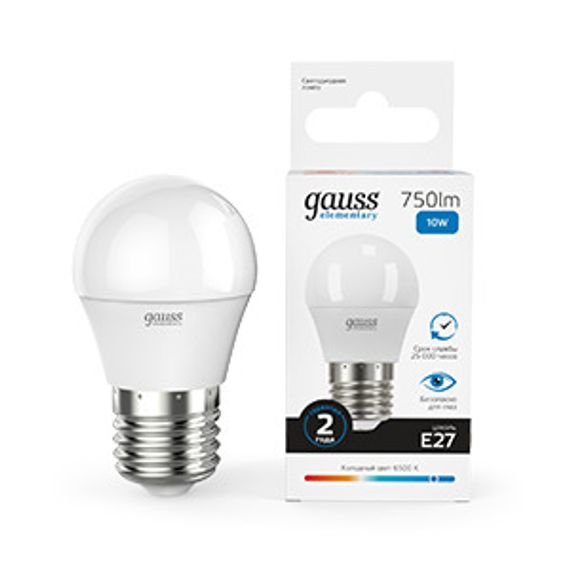 Лампа светодиодная Gauss E27 10W 6500K матовая 53230