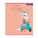 Тетрадь 12л., клетка, Alingar, скрепка, блок офсет, 100% белизна, мелованный картон (стандарт), "Милые девочки"