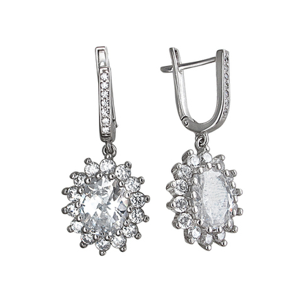 Серьги с фианитом из серебра 925 пробы JA-S-С1510758