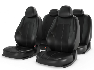 Чехлы на сидения CarFashion «RANGER LEATHER» 11209 - Экокожа -черный/черный перф/шов серый