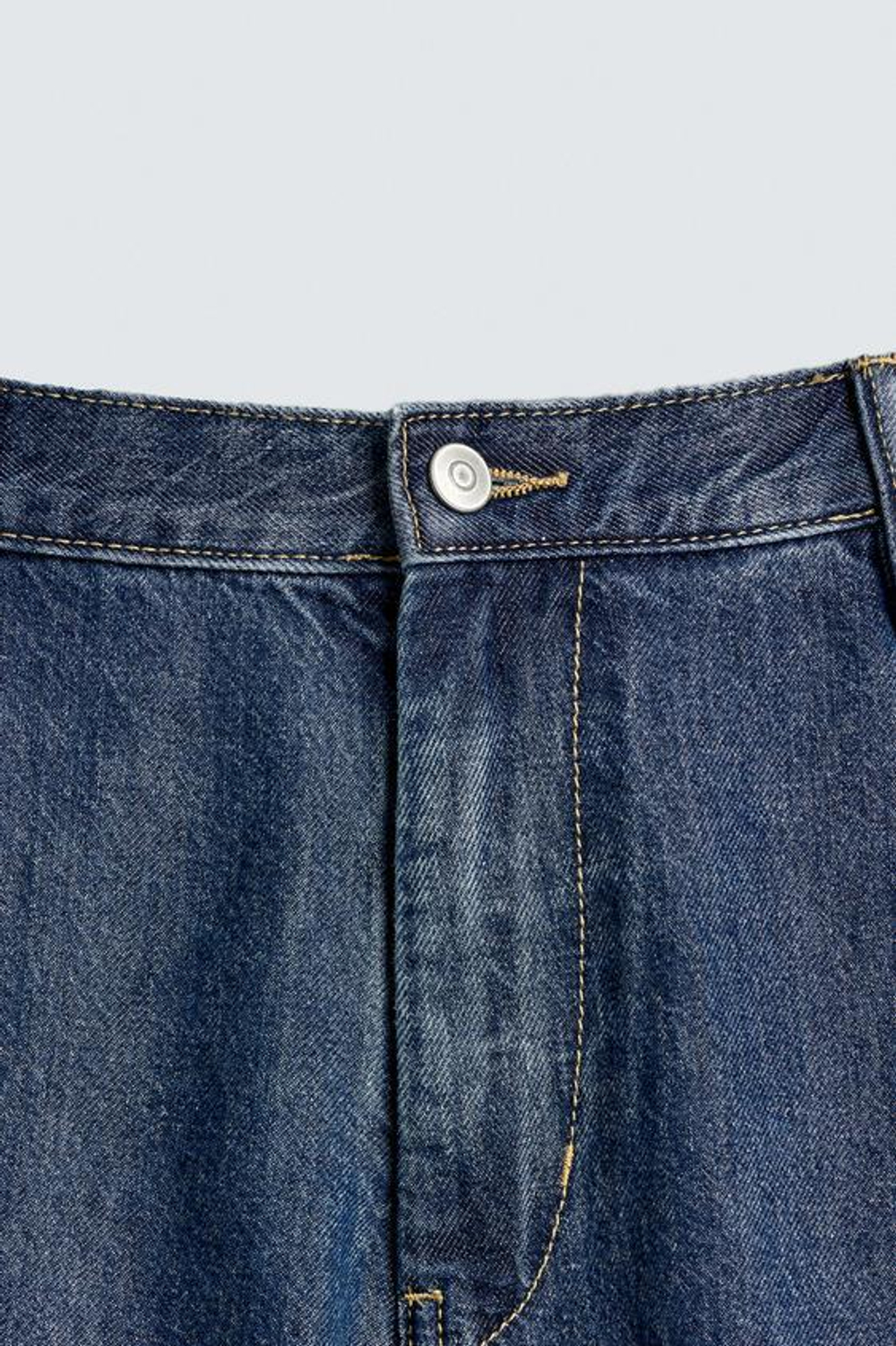 ZARA ЛЕГКИЕ ДЖИНСОВЫЕ ШОРТЫ STRAIGHT FIT, СИНИЙ