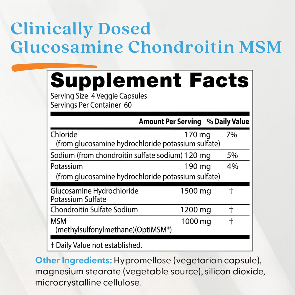 Doctor's Best, глюкозамин, хондроитин и МСМ с OptiMSM®, 240 растительных капсул