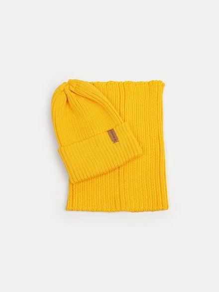 Шапка тыква из смесовой шерсти однослойная "Горчица"