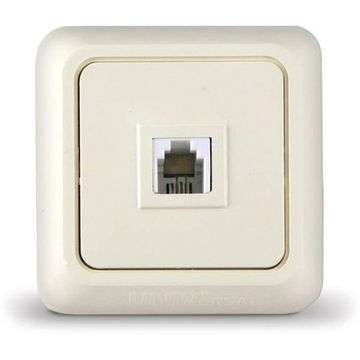 Розетка UNIVersal Олимп телефонная о/п бел.