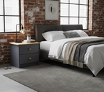 Тумба прикроватная Хаба 2 ящика из массива сосны, серый/антик