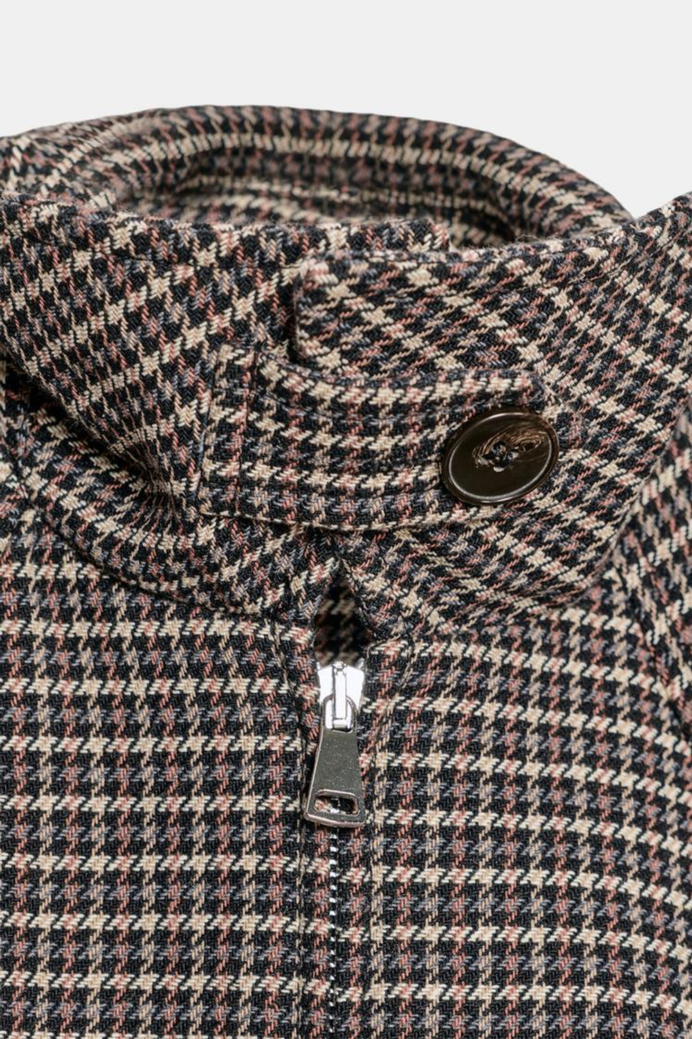 ZARA УТЕПЛЕННЫЙ БОМБЕР С УЗОРОМ «ГУСИНАЯ ЛАПКА», СЕРЫЙ/НЕЖНО-КОРИЧНЕВЫЙ