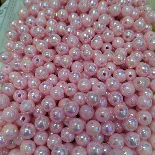 Бусины 10 мм ПЕРЛАМУТР (Светлая роза) - 15 грамм