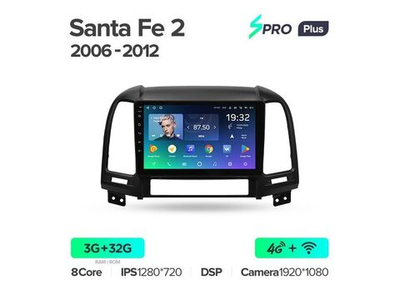 Магнитола Teyes SPRO Plus 3-32 Hyundai Santa Fe 2 2006 — 2012 9.0"