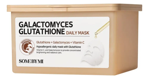 SOME BY MI Увлажняющая тканевая маска для лица с галактомисисом и глутатионом - Galactomyces Glutathione Glow Serum Mask ,30 шт