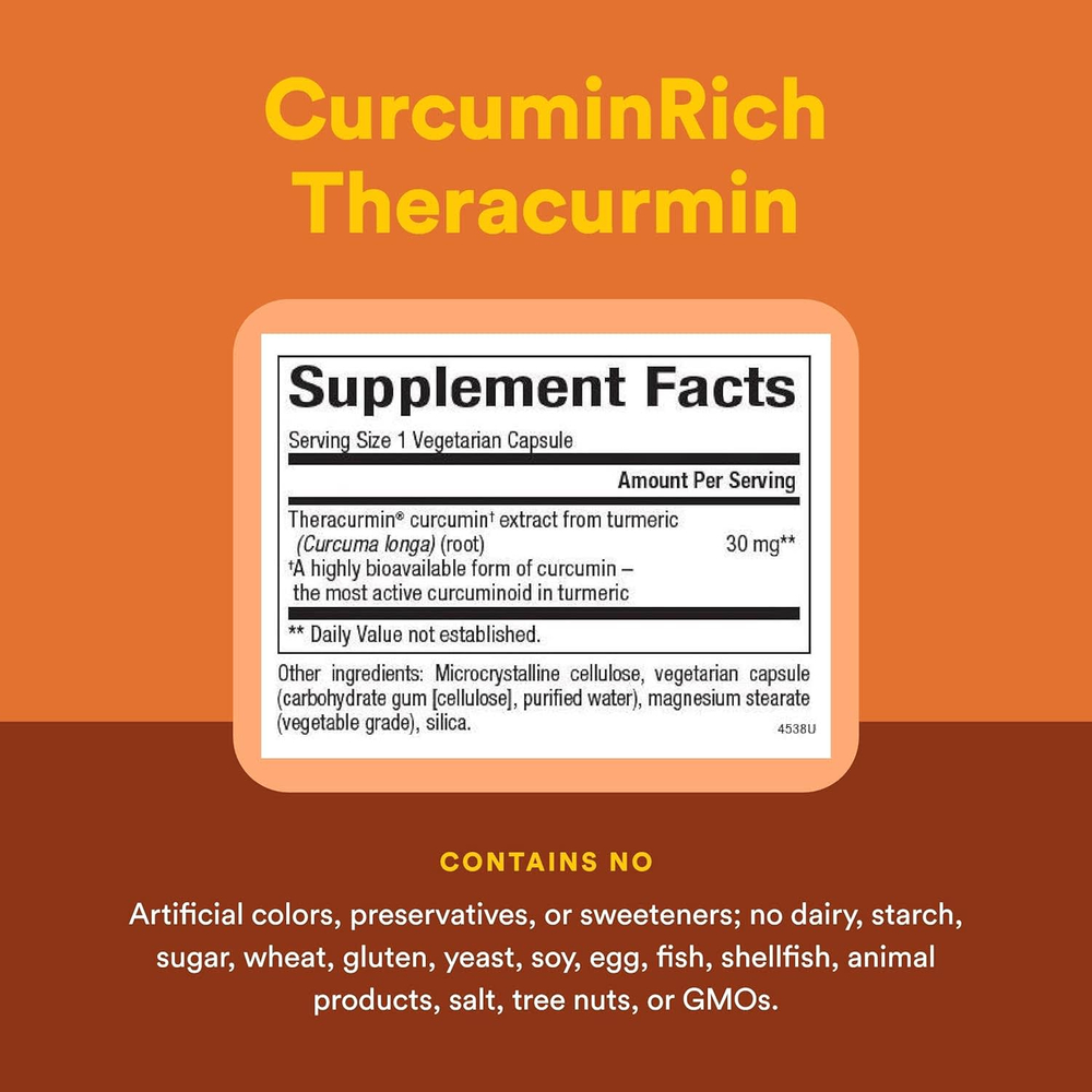 Natural Factors, CurcuminRich, Theracurmin, куркумин, 30 мг, 30 вегетарианских капсул