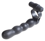 Эрекционное вибро-кольцо с гнущимся анальным стимулятором Posable Partner Double Penetrator (Цвет: черный)