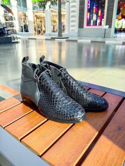 Женские полусапожки из натуральной кожи питона и ягнёнка SH-198