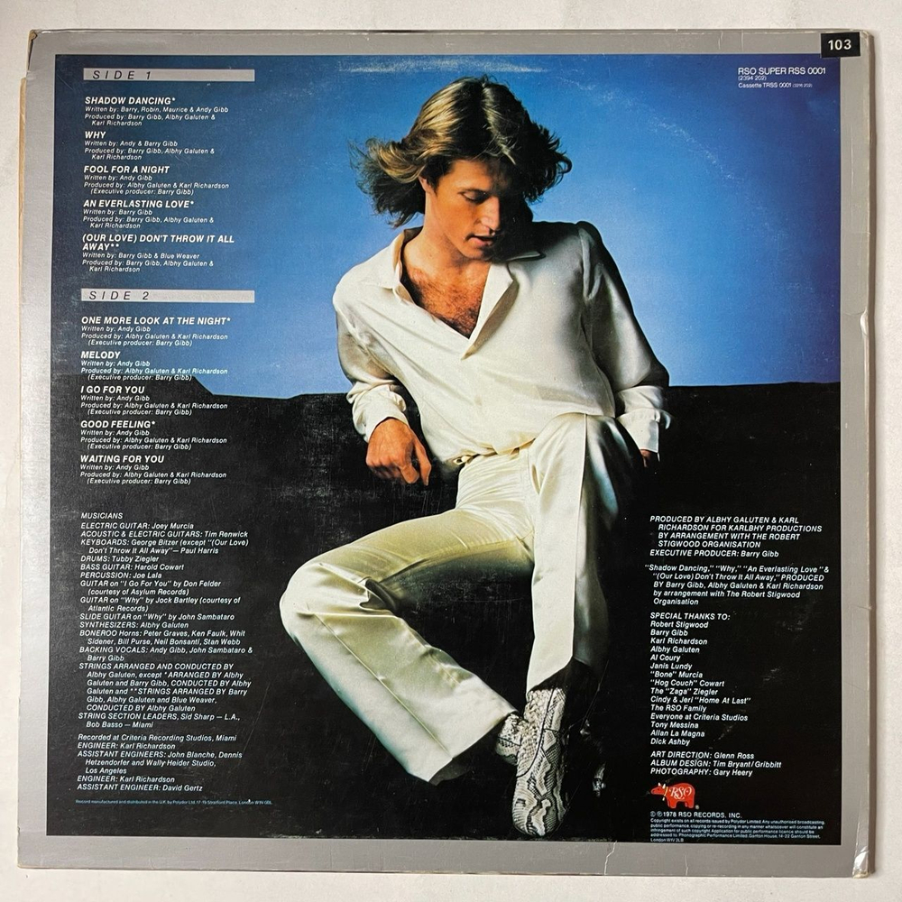 Винтажная виниловая пластинка LP Andy Gibb Shadow Dancing (UK 1978)