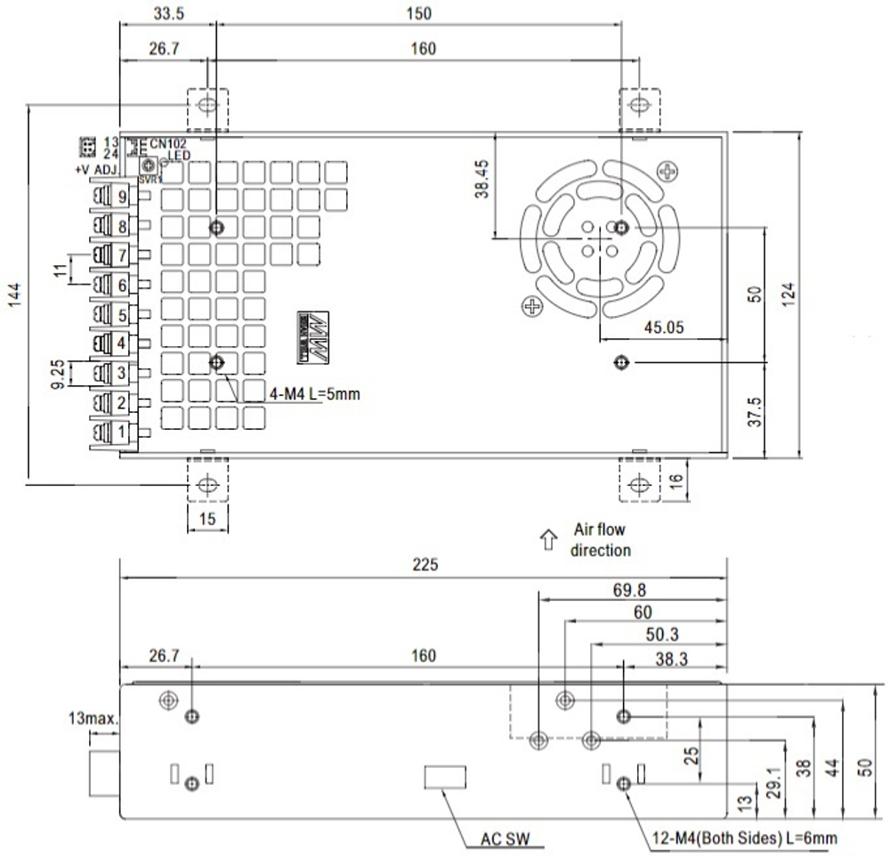 Преобразователь AC-DC сетевой Mean Well SE-450-36