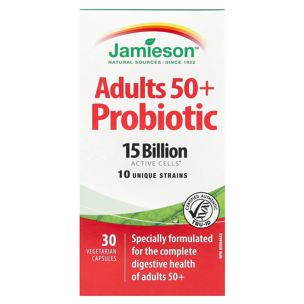 Jamieson Vitamins, Пробиотик для взрослых старше 50 лет, 15 млрд, 30 вегетарианских капсул