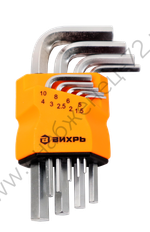 Набор ключей имбусовых Вихрь HEX, 9 шт, 1.5-10 мм