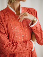 Платье макси из прошвы (коралл)