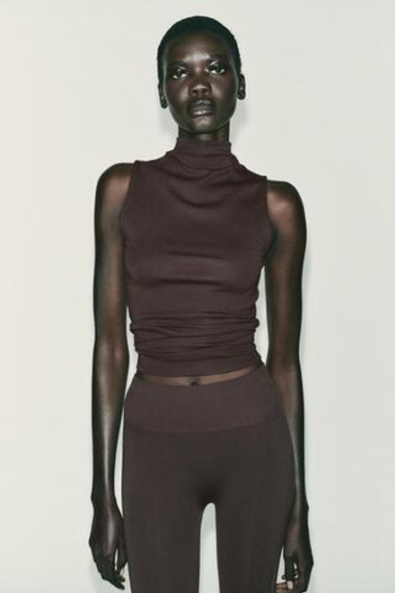 ZARA ТОП БЕЗ РУКАВОВ, ГРАНАТОВЫЙ