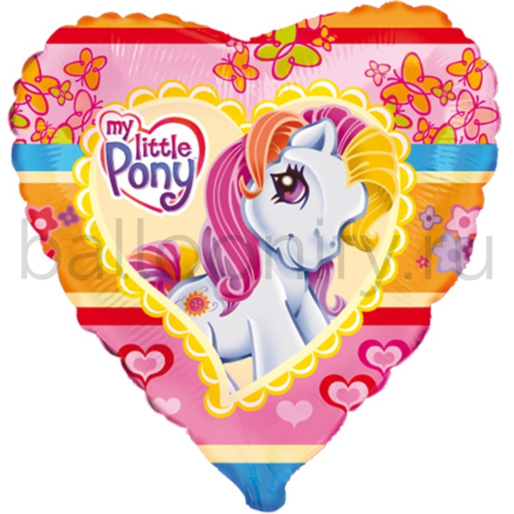 Фольгированная фигура, сердце, Пони/FM,18"/46СМ