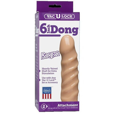 Насадка Харнесс ребристая 6 Vac-U-Lock™ - 6 Raging hard-On Dong - Vanilla