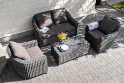 "Кон Панна" диван из искусственного ротанга двухместный, цвет графит