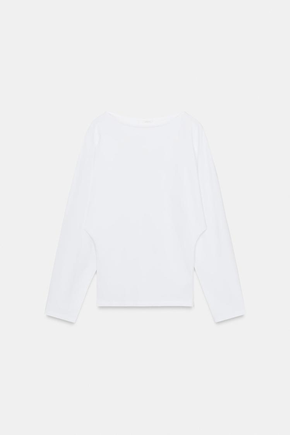 ZARA ФУТБОЛКА ИЗ ПЛОТНОГО ХЛОПКА С ДЛИННЫМИ РУКАВАМИ, БЕЛЫЙ