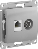 GLOSSA РОЗЕТКА двойная ТВ + компьютерная RJ45 кат. 5e, механизм, АЛЮМИНИЙ