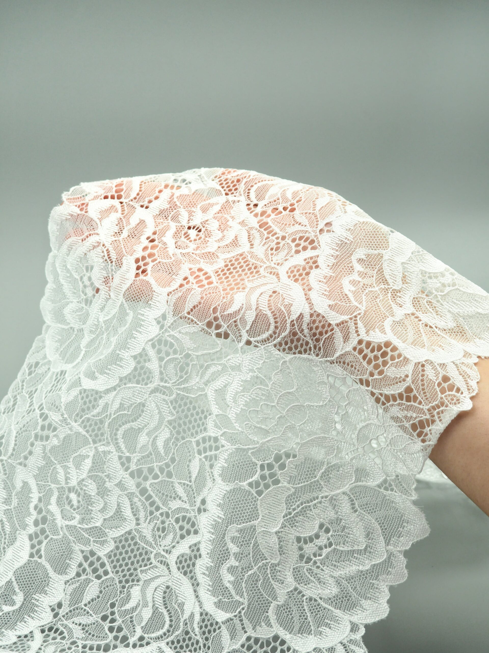 Эластичное кружево теплое белое ширина 21 см